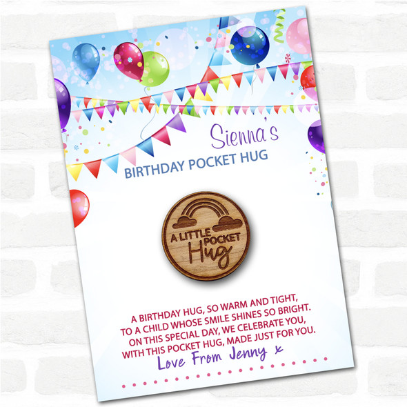 Circle A Rainbow Kid's Birthday Balloons Personalised Gift Pocket Hug