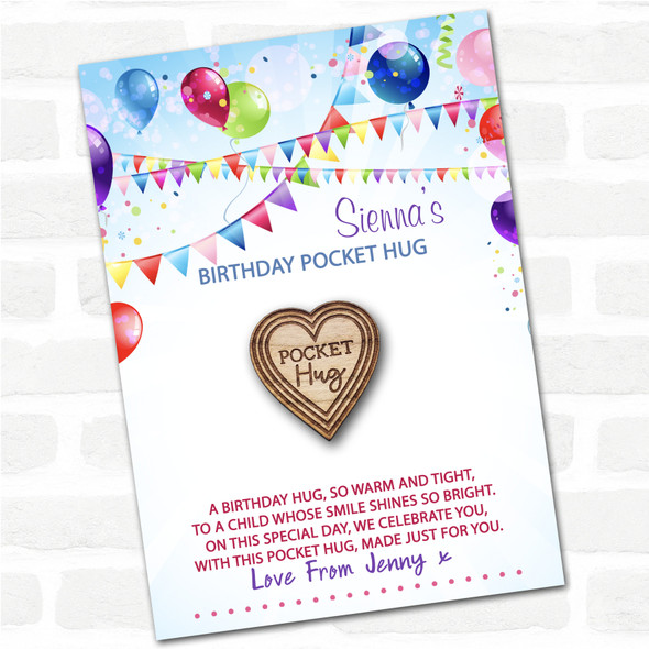 Hearts Pattern Kid's Birthday Balloons Personalised Gift Pocket Hug