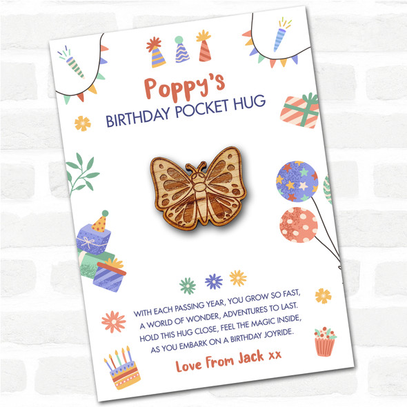 Pretty Butterfly Kid's Birthday Hats Cakes Personalised Gift Pocket Hug