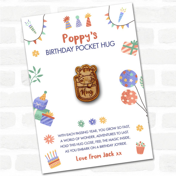 Zebra In A Pocket Kid's Birthday Hats Cakes Personalised Gift Pocket Hug