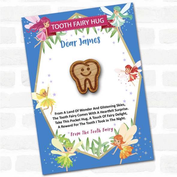 Smiley Face Tooth Lost Tooth Fairy Personalised Gift Pocket Hug