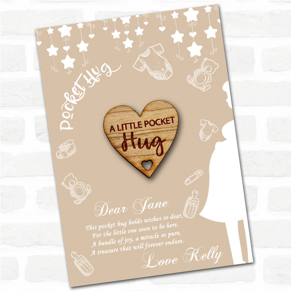 Hole Cut From Heart Neutral Baby Shower Personalised Gift Pocket Hug