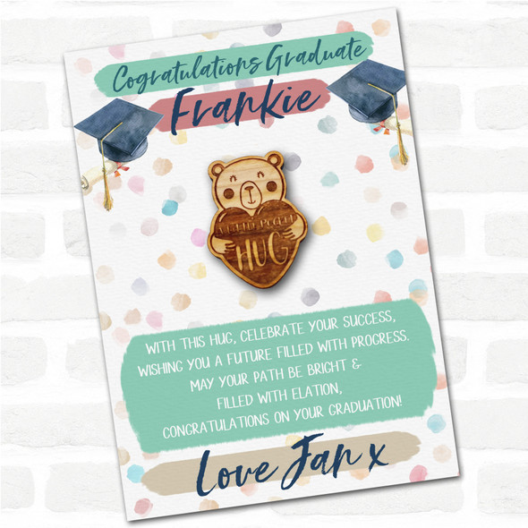 Love Heart Teddy Bear Congratulations Graduation Personalised Gift Pocket Hug