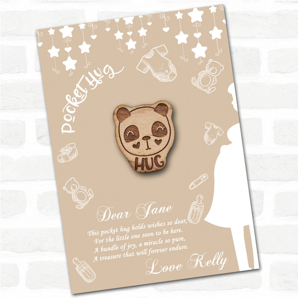 Eyelash Panda Neutral Baby Shower Personalised Gift Pocket Hug