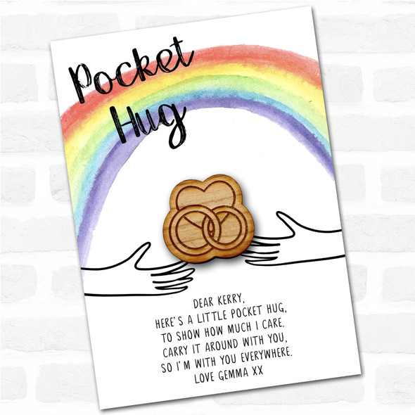 Rings In A Heart Rainbow Personalised Gift Pocket Hug