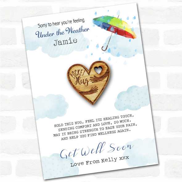 Cuddling Arms In Heart Umbrella Get Well Soon Personalised Gift Pocket Hug