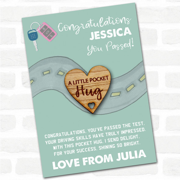 hole Heart Congratulations Passed Driving Test Personalised Gift Pocket Hug