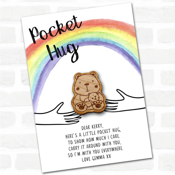 Parent & Baby Bear Rainbow Personalised Gift Pocket Hug