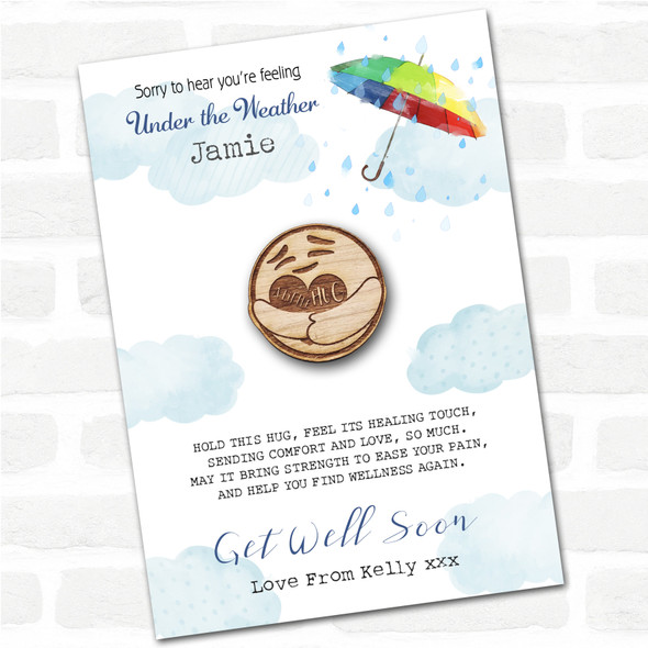 Smiling Face Umbrella Get Well Soon Personalised Gift Pocket Hug