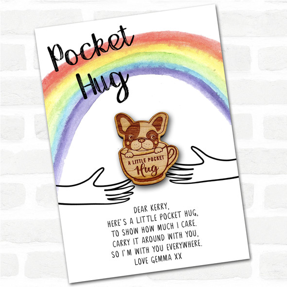 Dog French Bulldog Puppy Rainbow Personalised Gift Pocket Hug