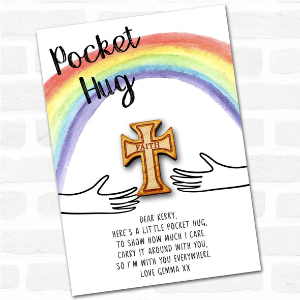 Cross Rainbow Personalised Gift Pocket Hug