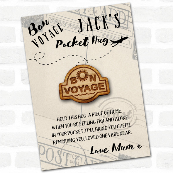 Bon Voyage Symbol Bon Voyage Good Luck Travelling Personalised Gift Pocket Hug