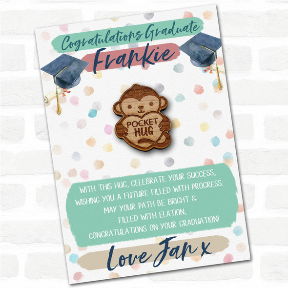 Monkey Heart Congratulations Graduate Graduation Personalised Gift Pocket Hug