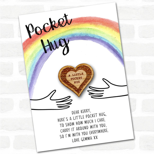 Outlined Heart Stars Rainbow Personalised Gift Pocket Hug