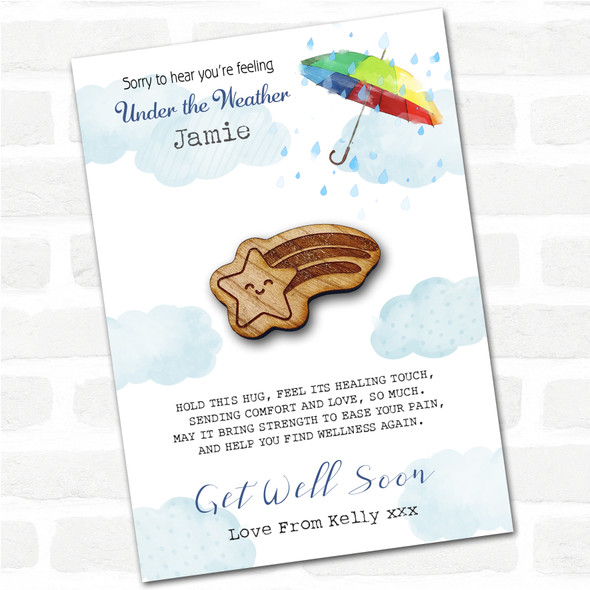 Smiley Shooting Star Umbrella Get Well Soon Personalised Gift Pocket Hug