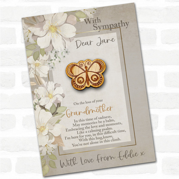 Butterfly Spots Sympathy Sorry For Your Loss Personalised Gift Pocket Hug