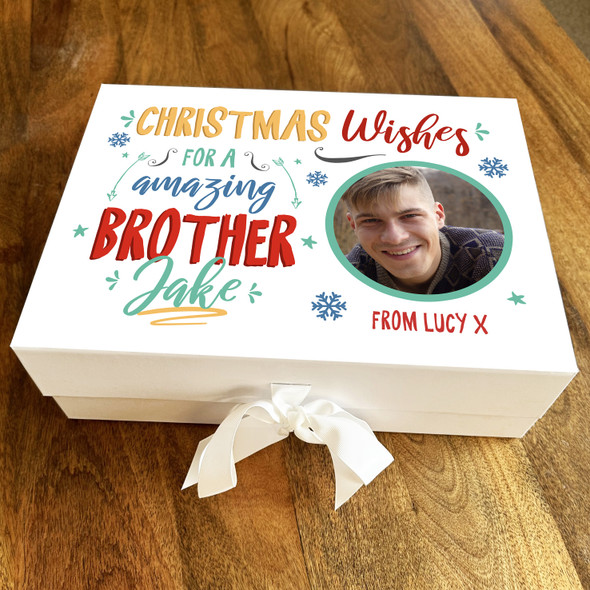 Amazing Brother Christmas Wishes Photo Personalised Xmas Hamper Gift Box