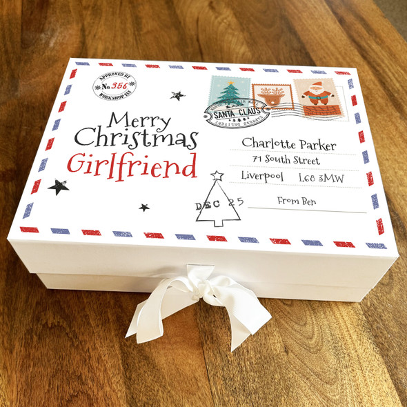 Girlfriend Merry Christmas North Pole Air Mail Personalised Xmas Hamper Gift Box