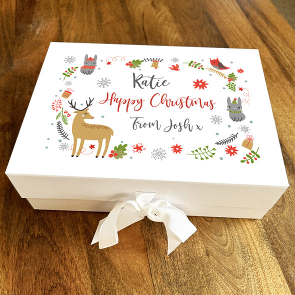 Happy Christmas Deer Winter Frame Personalised Xmas Hamper Gift Box