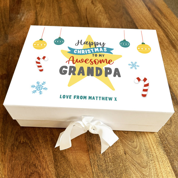 Awesome Grandpa Star Happy Christmas Festive Icons Personalised Hamper Gift Box