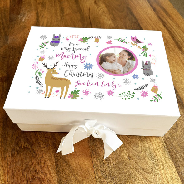 Mummy Christmas Pink Photo Wild Animals Personalised Xmas Hamper Gift Box