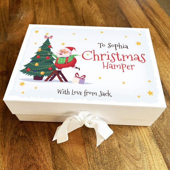 Santa Claus Christmas Hamper Tree Stars Personalised Xmas Hamper Gift Box