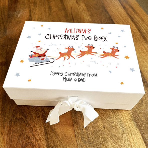 Santa Claus Sleigh Flying Christmas Eve Box Personalised Xmas Hamper Gift Box