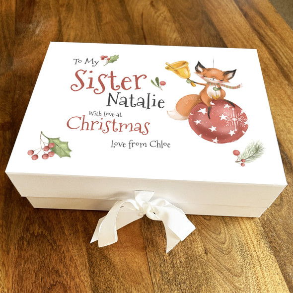 Sister Little Fox With Love At Christmas Ball Personalised Xmas Hamper Gift Box