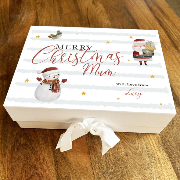 Watercolour Santa Claus Merry Christmas Mum Personalised Xmas Hamper Gift Box