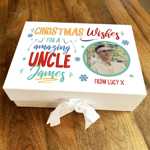 Amazing Uncle Christmas Wishes Photo Personalised Xmas Hamper Gift Box