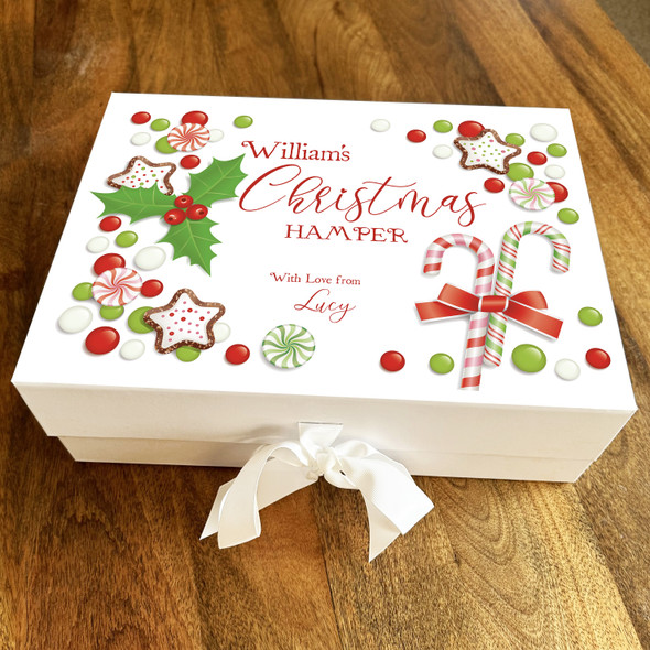 Christmas Sweets Red Green Festive Candy Cane Personalised Gift Box