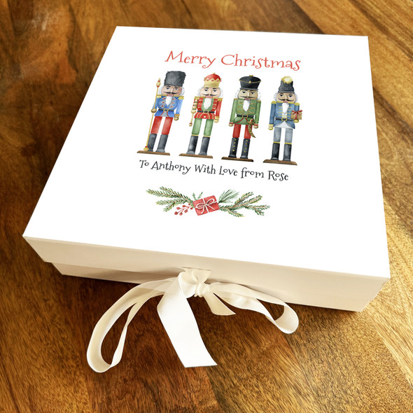 Merry Christmas Watercolour Classic Nutcracker Soldiers Personalised Gift Box