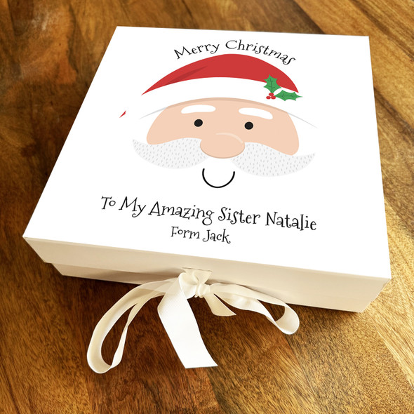 Santa Claus Head Amazing Sister Merry Christmas Personalised Square Gift Box