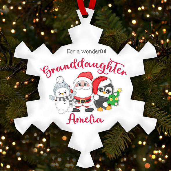 Wonderful Granddaughter Santa Characters Custom Christmas Tree Bauble Decoration