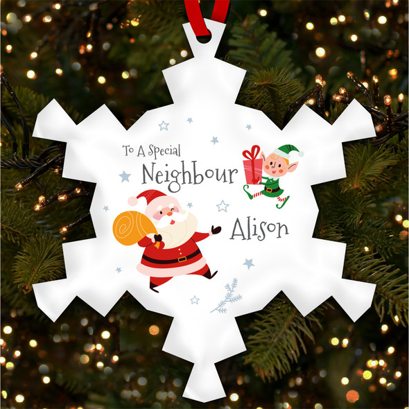Special Neighbour Santa Claus With Elf Custom Christmas Tree Ornament Decoration