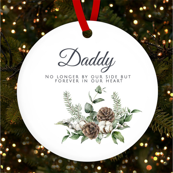 Daddy Memorial White Winter Pine Personalised Christmas Tree Ornament Decoration