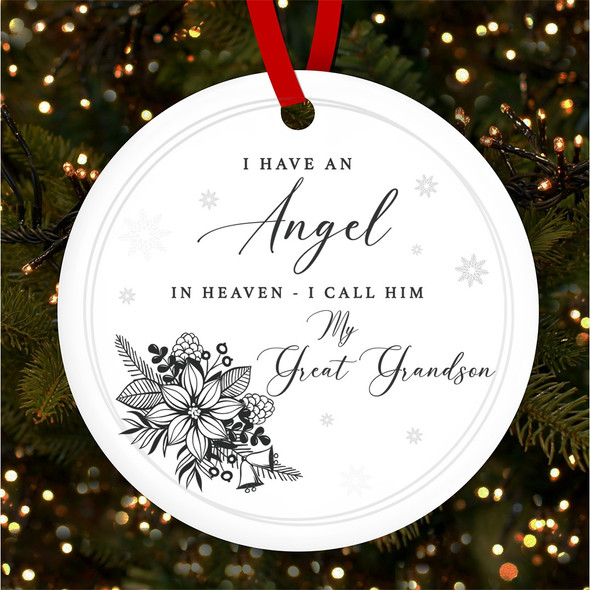 Great Grandson Memorial Angel In Heaven Custom Christmas Tree Bauble Decoration