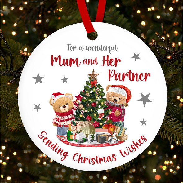 Wonderful Mum Her Partner Wishes Bear Custom Christmas Tree Ornament Decoration