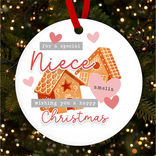 Special Niece Gingerbread House Heart Custom Christmas Tree Ornament Decoration