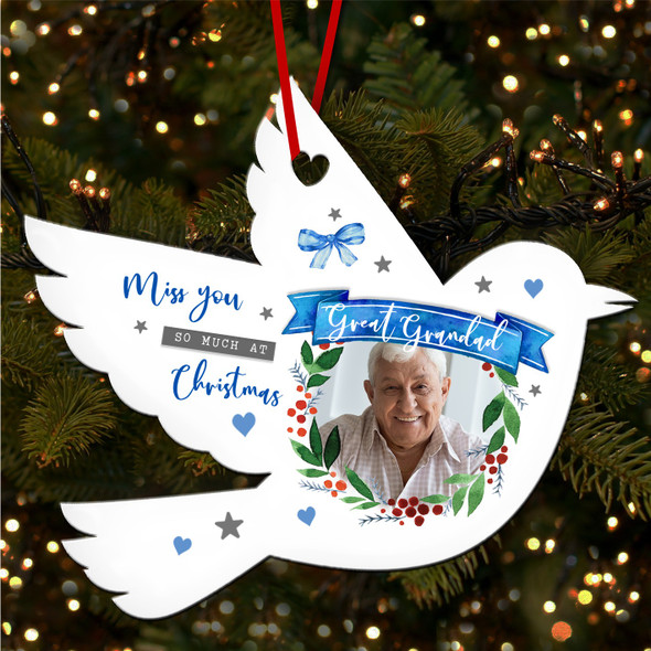 Great Grandad Memorial Photo Miss You Custom Christmas Tree Ornament Decoration