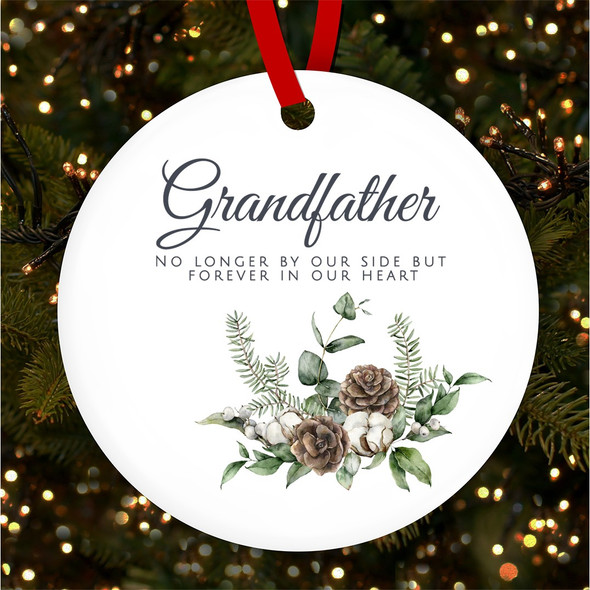 Grandfather Memorial Pine White Personalised Christmas Tree Ornament Decoration