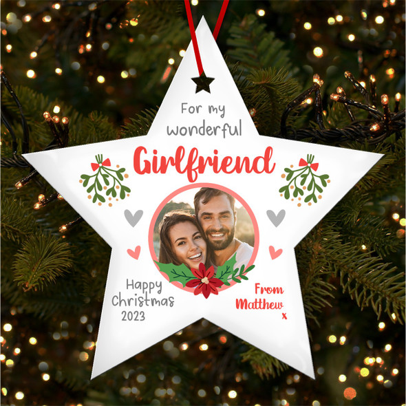 Wonderful Girlfriend Romantic Mistletoe Photo Custom Christmas Tree Decoration