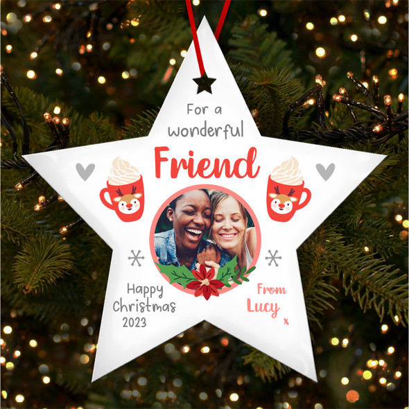 Wonderful Friend Photo Hot Chocolate Custom Christmas Tree Ornament Decoration