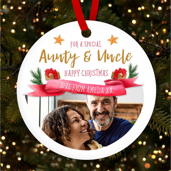 Special Aunty Uncle Photo Gift Personalised Christmas Tree Ornament Decoration