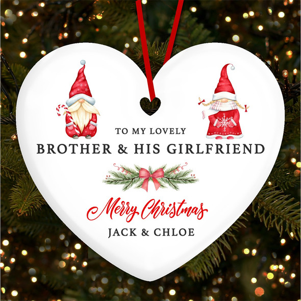 Lovely Brother His Girlfriend Pair Of Gnomes Custom Christmas Tree Decoration