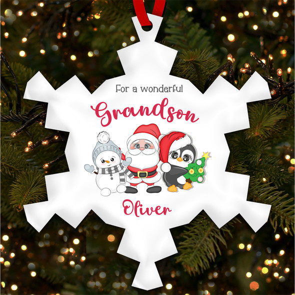 Wonderful Grandson Santa Characters Custom Christmas Tree Ornament Decoration