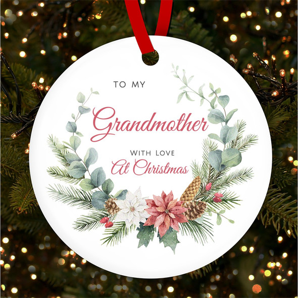 To My Grandmother Winter Pine Personalised Christmas Tree Ornament Decoration