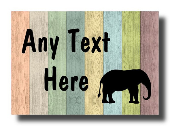 Pastel Wood Elephant Personalised Jumbo Fridge Magnet