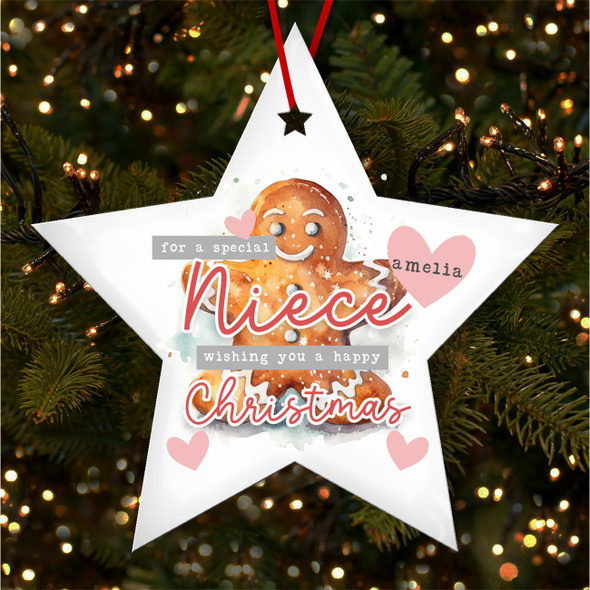 Special Niece Gingerbread Man Personalised Christmas Tree Ornament Decoration