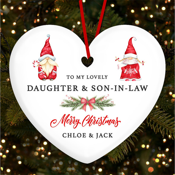 Daughter Son-in-law Pair Of Gnomes Custom Christmas Tree Ornament Decoration